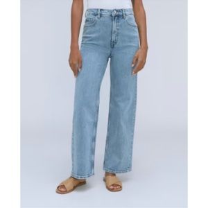 Everlane Way High Rise Wide Leg Flare Denim Jean Light Wash Blue 25 Ankle